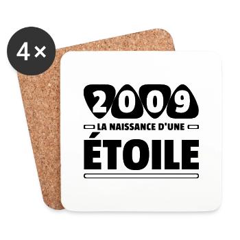 date de naissance 2009 / anniversaire année 2009 - Dessous de verre (lot de 4) - blanc - Devant