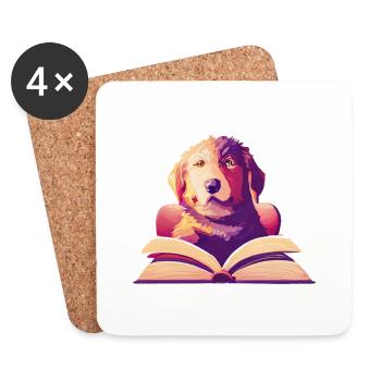 Dog owner read book Terrier dog books dogs - Coasters (set of 4) - white - Front