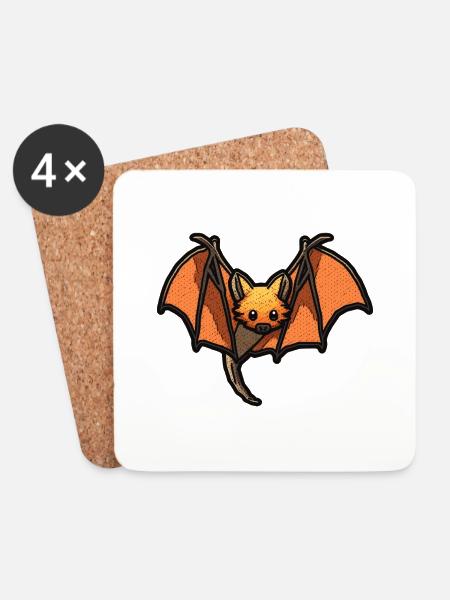Flying fox or flying fox with wings - Coasters (set of 4) - white