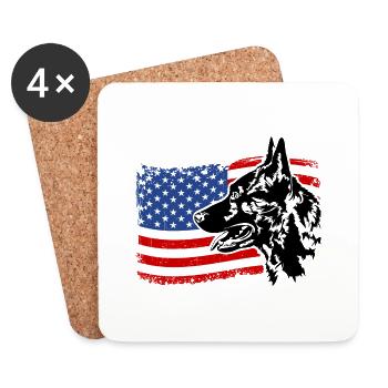 Berger hollandais Amérique Flag Chiens de troupeau Wilsigns - Dessous de verre (lot de 4) - blanc - Devant