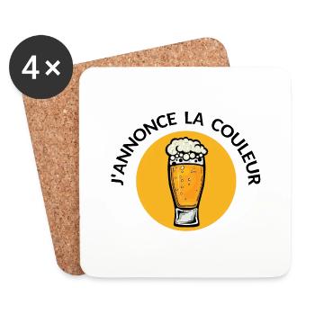 annonce couleur orange biere binouse mousse chope - Dessous de verre (lot de 4) - blanc - Devant