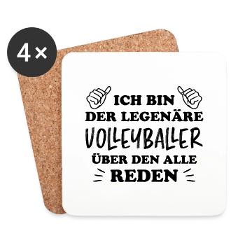 Volleyball Lustige Spruch Beachvolleyball Geschenk - Untersetzer (4er-Set) - Weiß - Vorne