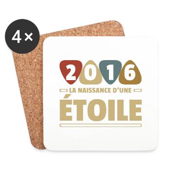 2016 date de naissance / anniversaire année 2016 - Dessous de verre (lot de 4) - blanc - Devant