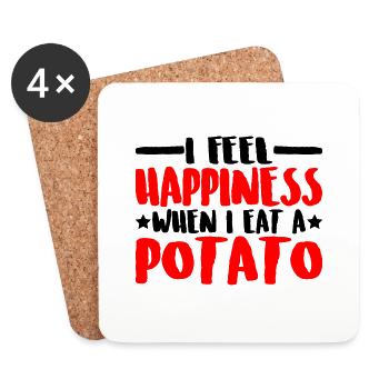 Je ressens du bonheur quand je mange une pomme de terre 3 - Dessous de verre (lot de 4) - blanc - Devant