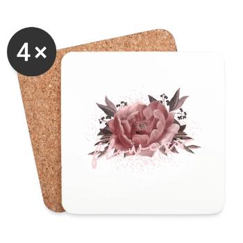 Flowers Pfingstrose Rosa - Untersetzer (4er-Set) - Weiß - Vorne