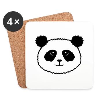Panda Bear Face Mignon Tête Mignon Sourire Mignon Nice - Dessous de verre (lot de 4) - blanc - Devant