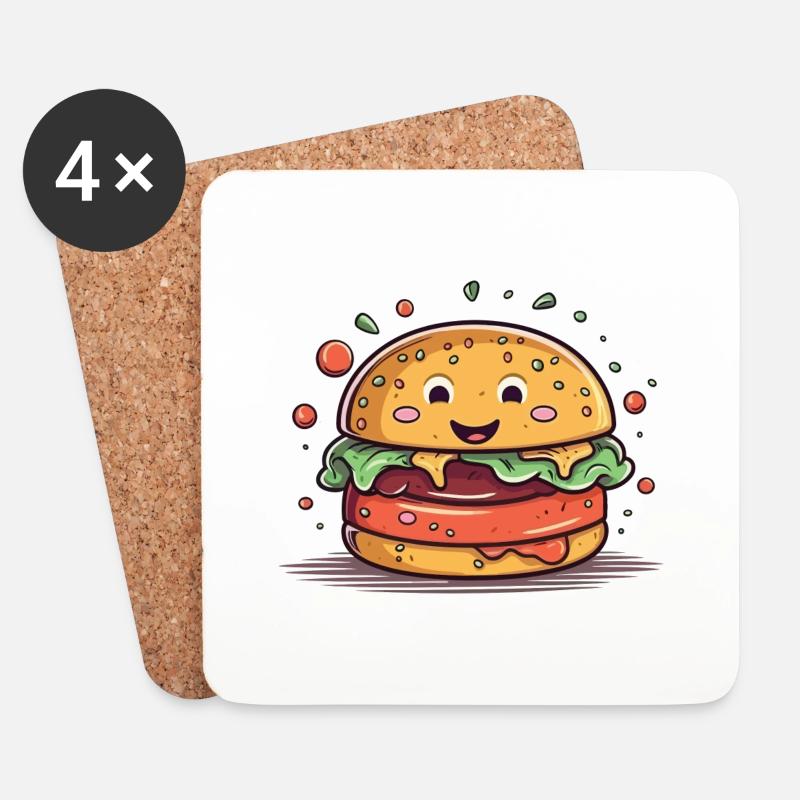 Ein Burger ins Gesicht - Untersetzer (4er-Set) - Weiß