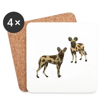 Wildhunde - Untersetzer (4er-Set) - Weiß - Vorne
