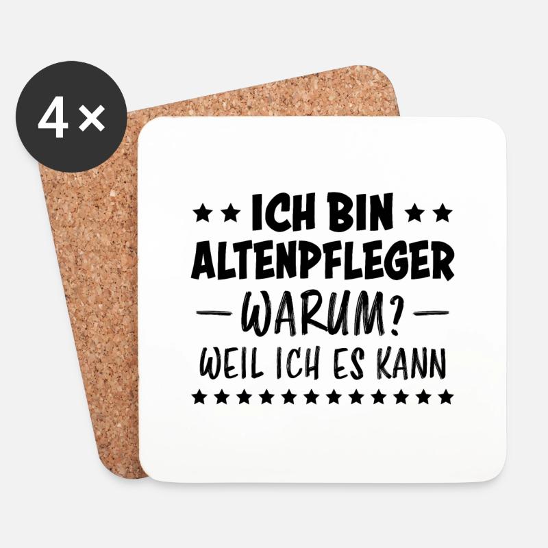 Altenpfleger Lustiger Spruch Altenpfleger Geschenk - Untersetzer (4er-Set) - Weiß
