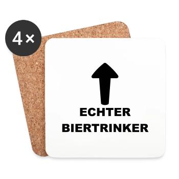 Lustiges "Echter Biertrinker" Design - Untersetzer (4er-Set) - Weiß - Vorne
