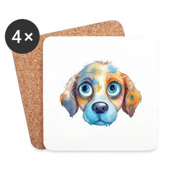 Dog Watercolor Drawing - Coasters (set of 4) - white - Front