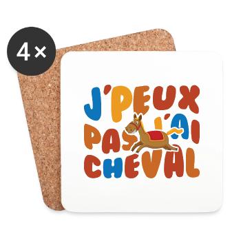 Je Peux Pas J'ai Cheval Retro Vintage - Dessous de verre (lot de 4) - blanc - Devant
