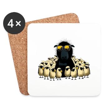 Funny flock of sheep with beer and black sheep - Coasters (set of 4) - white - Front