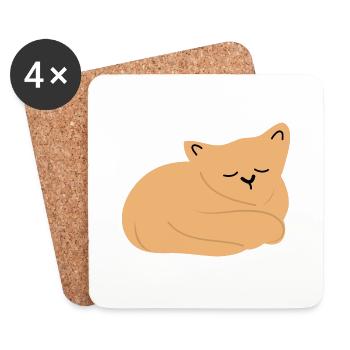 Bébé chat endormi2 - Dessous de verre (lot de 4) - blanc - Devant