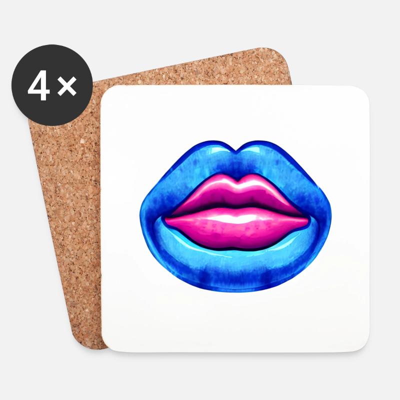 Lippen - Untersetzer (4er-Set) - Weiß
