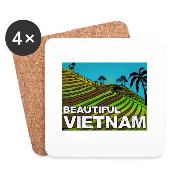 Vietnam Viet Farmers Rice Field Flag I Cadeau - Dessous de verre (lot de 4) - blanc - Devant