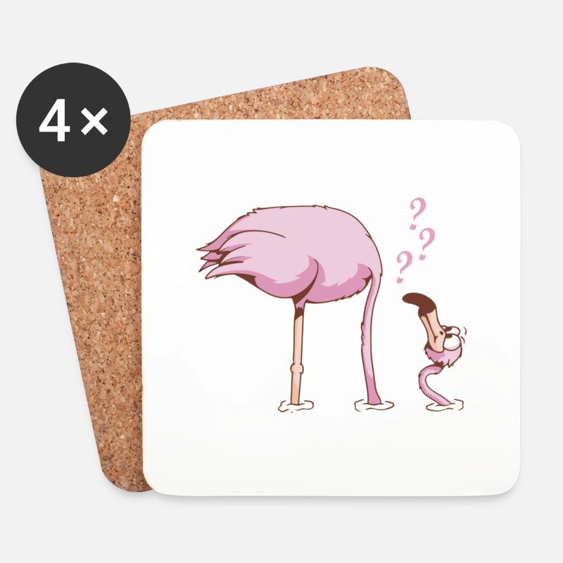 irritierter FLAMINGO - Untersetzer (4er-Set) - Weiß