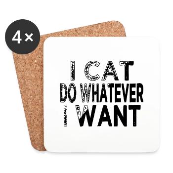 funny cat lover house cat quote pet cat fun cat - Untersetzer (4er-Set) - Weiß - Vorne