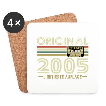Original 2005 Vintage Vintage Birthday Retro - Dessous de verre (lot de 4) - blanc - Devant