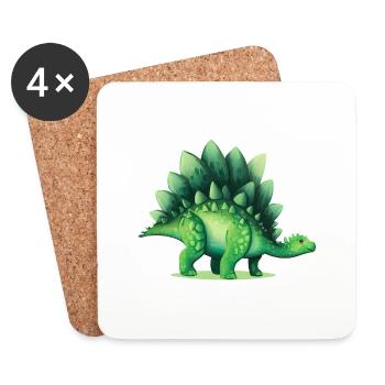 Dinosaurier Stegosaurus Grüne Echse Geschenk - Untersetzer (4er-Set) - Weiß - Vorne