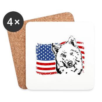 Samoyède Amérique Flag Chien Chiens Wilsigns - Dessous de verre (lot de 4) - blanc - Devant