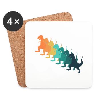 Dinosaure rétro - Dessous de verre (lot de 4) - blanc - Devant