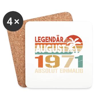 Geboren im August 1971 Funny Birthday Retro - Untersetzer (4er-Set) - Weiß - Vorne