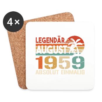 Geboren im August 1959 Funny Birthday Retro - Untersetzer (4er-Set) - Weiß - Vorne