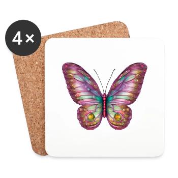Butterfly Animal Butterfly Insect - Coasters (set of 4) - white - Front