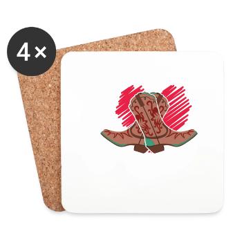 Women's Line Dance Country Western Motif - Coasters (set of 4) - white - Front