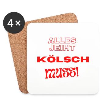 Alles geht - Kölsch MUSS - Untersetzer (4er-Set) - Weiß - Vorne