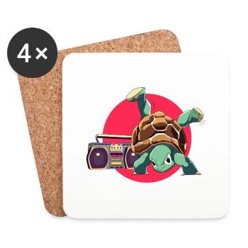 Breakdance Turtle Loco Animal Squad - Coasters (set of 4) - white - Front