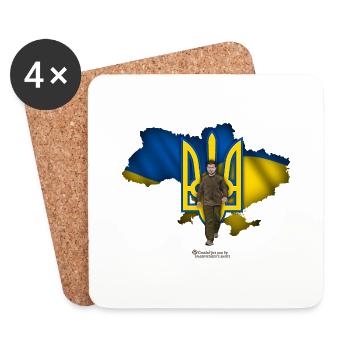 Ukraine Umriss Dreizack Selenskyj - Untersetzer (4er-Set) - Weiß - Vorne