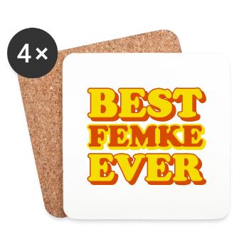 Femke Prénom Drôle de cadeau - Dessous de verre (lot de 4) - blanc - Devant
