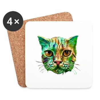 Colorful cat - Coasters (set of 4) - white - Front