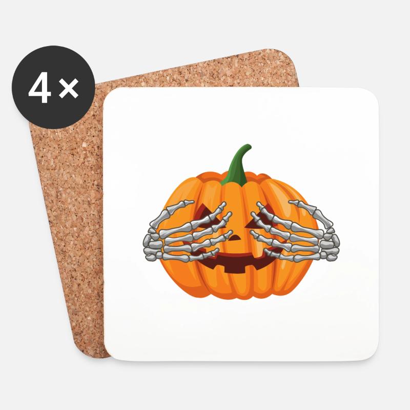 Helloween Style Kürbis - Untersetzer (4er-Set) - Weiß