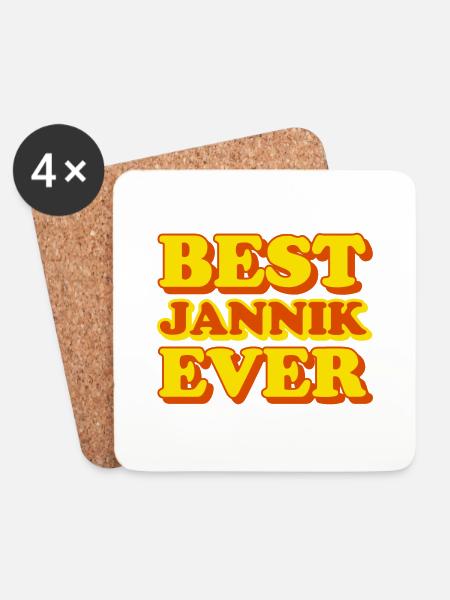Jannik Vorname lustiges Geschenk - Untersetzer (4er-Set) - Weiß