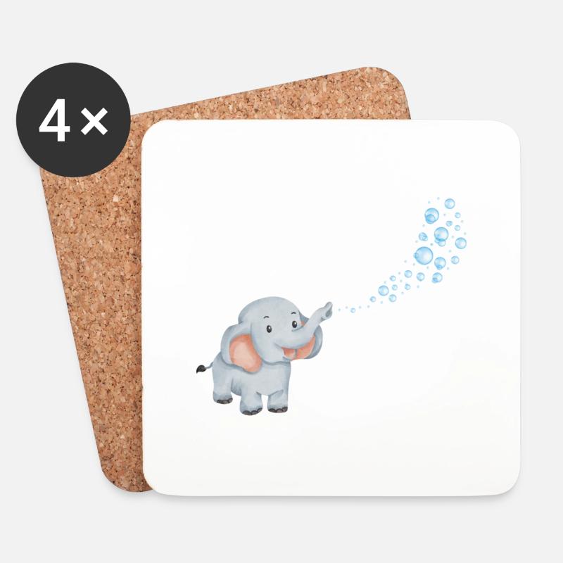 Blubbernder Elefant - Untersetzer (4er-Set) - Weiß