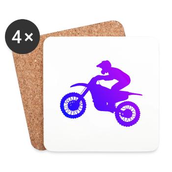 Motocross Supermoto Freestyle Motocross Dirt Biker - Coasters (set of 4) - white - Front