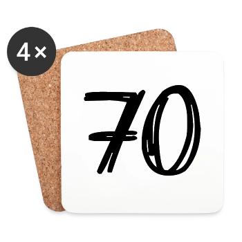 70. 70 YEARS. 70TH ANNIVERSARY. BIRTHDAY 70 YEARS. - Coasters (set of 4) - white - Front
