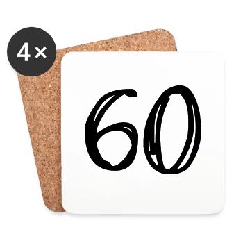 60. 60 ANS. 60e ANNIVERSAIRE. ANNIVERSAIRE 60 ANS. - Dessous de verre (lot de 4) - blanc - Devant