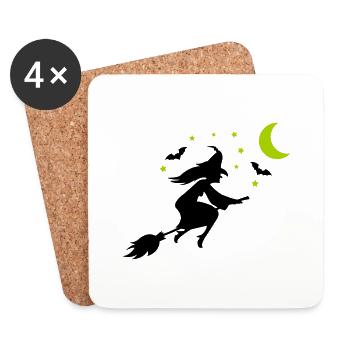Silhouette de sorcière - Dessous de verre (lot de 4) - blanc - Devant