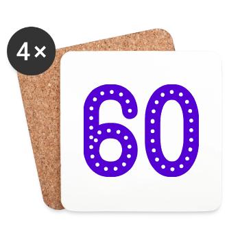 60. 60 ANS. 60e ANNIVERSAIRE. ANNIVERSAIRE 60 ANS. - Dessous de verre (lot de 4) - blanc - Devant