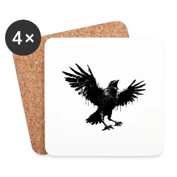 drakebobber a crow in a comic style - Untersetzer (4er-Set) - Weiß - Vorne