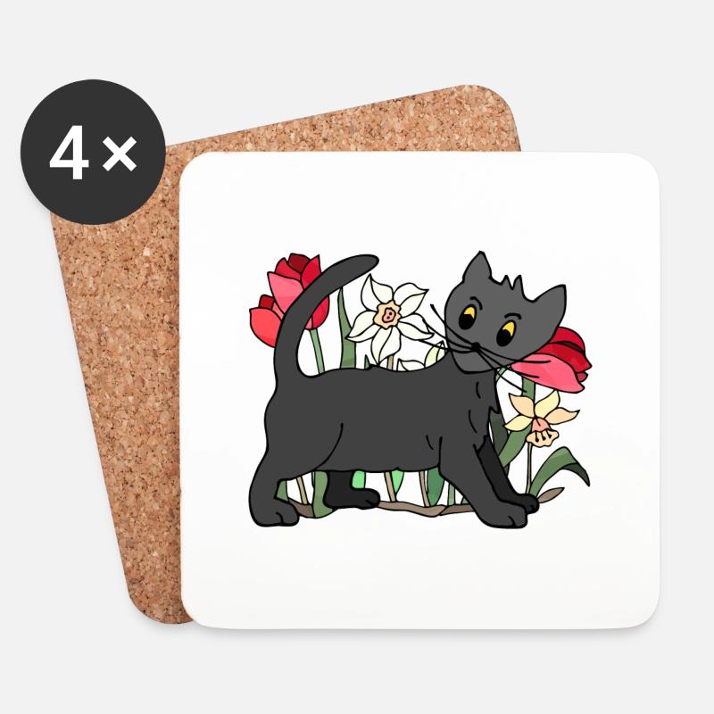 Katze - Untersetzer (4er-Set) - Weiß