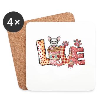 Chihauhau Dog Coffee Lover Valentines Day - Coasters (set of 4) - white - Front
