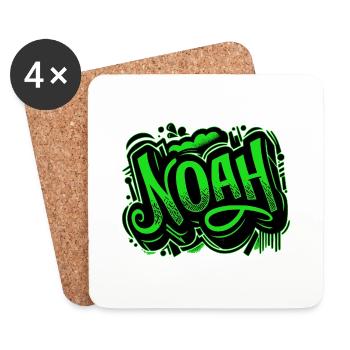 Noé Nom Graffiti Vert - Dessous de verre (lot de 4) - blanc - Devant