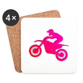 Dirt Bike Supermoto Freestyle Motocross Men - Coasters (set of 4) - white - Front