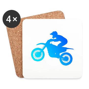 Herren Dirt Bike Freestyle Motocross Damen - Untersetzer (4er-Set) - Weiß - Vorne
