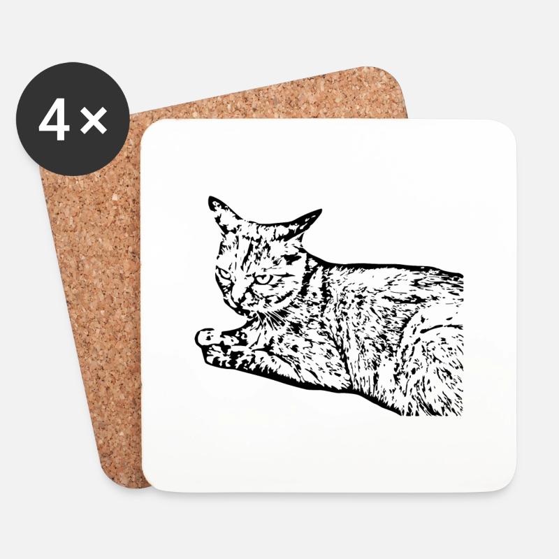 Schwarze Katze Katze Süßes Kätzchen Weihnachtsgeschenk - Untersetzer (4er-Set) - Weiß